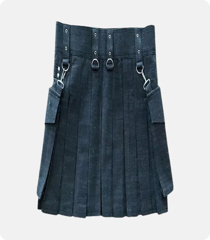 Beautiful Black Denim kilt Back