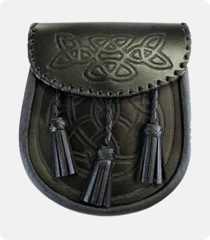 Black Celtic Embossed Leather Sporran