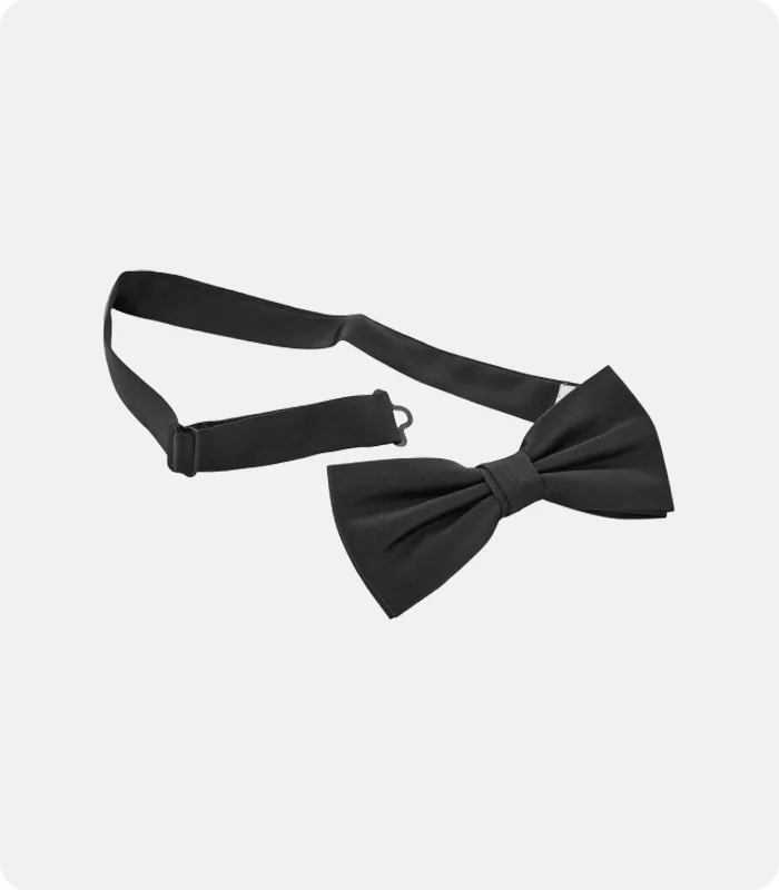 Black Pre-Tied Bow Tie Back