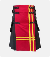 Black Red Fashion Utility Modern Kilt