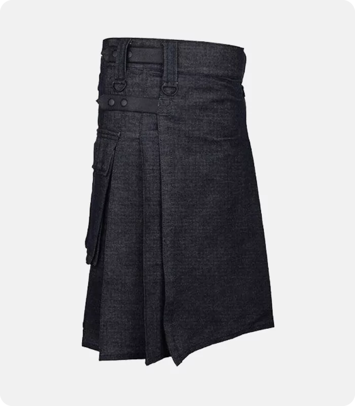 Buy Men Denim Utility Kilt Side