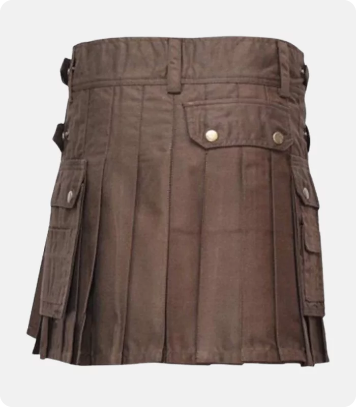 Chocolate Brown Women Utility Kilt Back