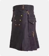 Custom Made Black Deluxe Utility Kilt Right Side