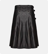 Custom Made Black Leather Gothic Kilt Back