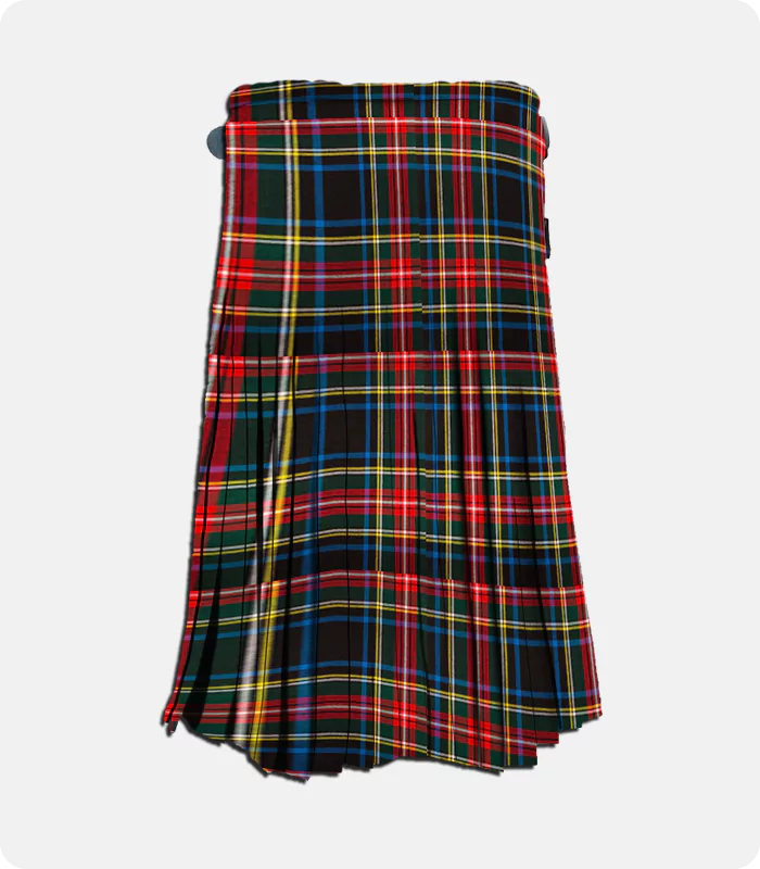 Custom Made Black Stewart Tartan Kilt Back