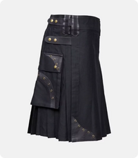 Custom Made Box Pleated Hybrid Cargo Kilt Side