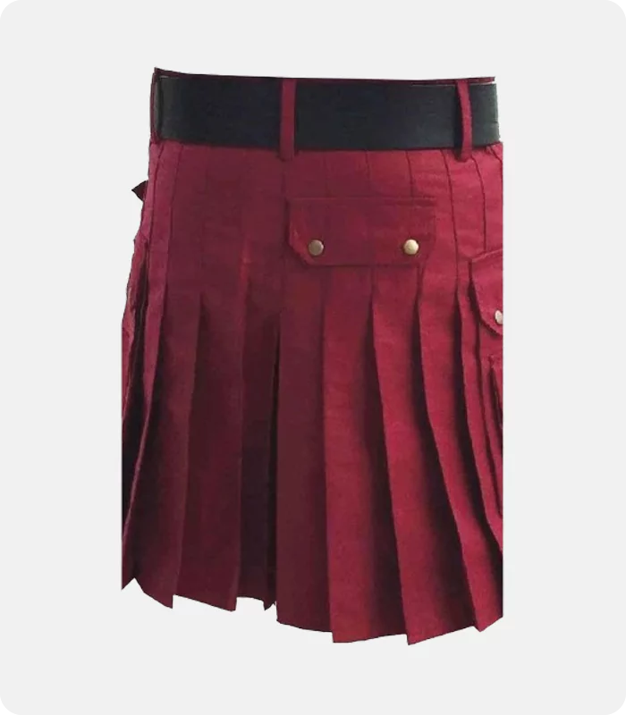 Custom Made Classic Burgundy Utility Kilt Back