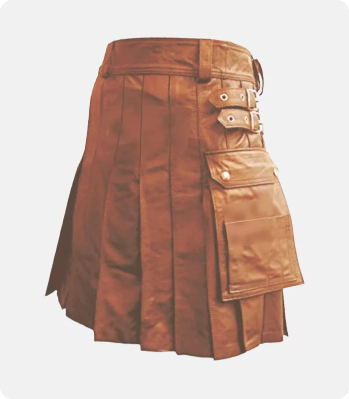 Custom Made Luxurious Stylish Brown Leather Kilt Back