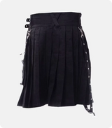 Custom Made Modern Black Punk Utility Kilt Back