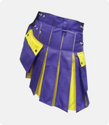 Custom Made Modern Two Tone Kilt Blue and Yellow Right Side