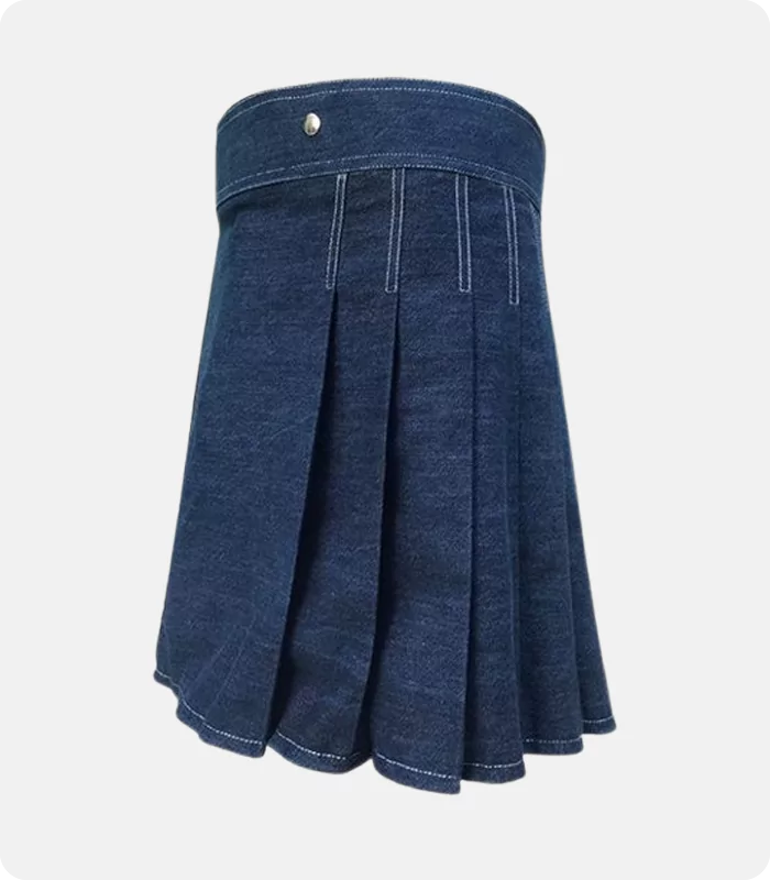 Denim kilt with side buckles Back