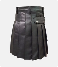 Hand Made Genuine Black Leather Kilt Back