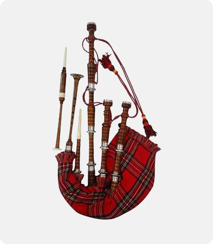 Hand Made Scottish Royal Stewart Tartan Bagpipe