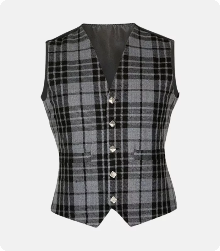 Premium Quality Grey Hamilton Tartan Waistcoat