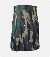 Stylish WoodLand Camouflage Tactical Kilt Front