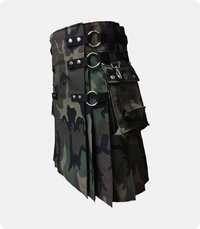 Stylish WoodLand Camouflage Tactical Kilt Left Side