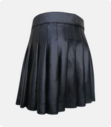 Women Black Leather Kilt Back