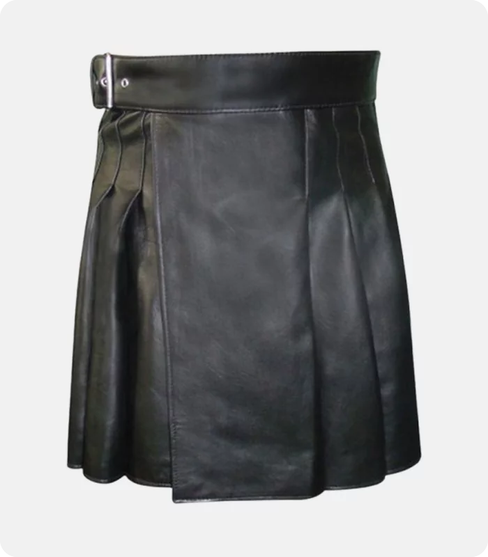 Women Black Leather Kilt