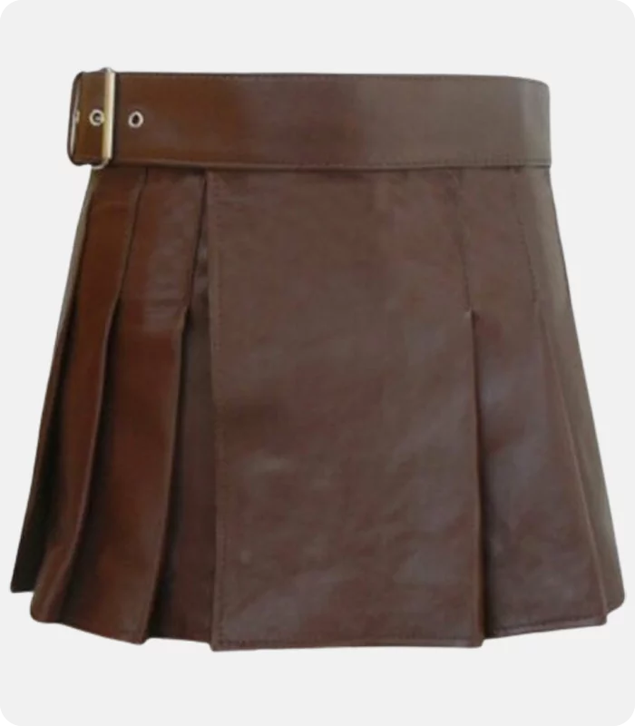 Women Brown Leather Kilt